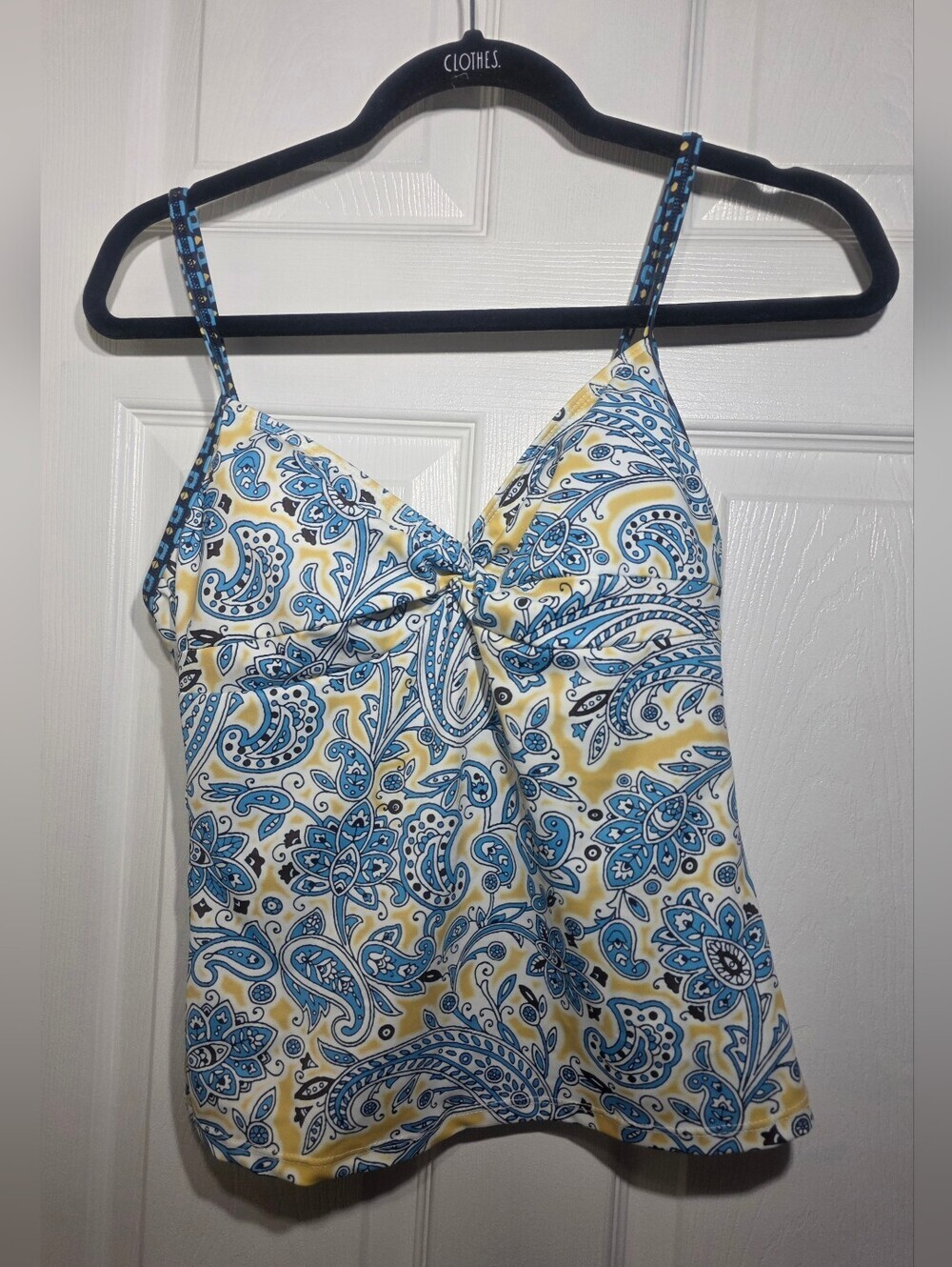 Athleta Women's Tankini Swim Top Small Blue Paisley Floral Adjustable Straps
